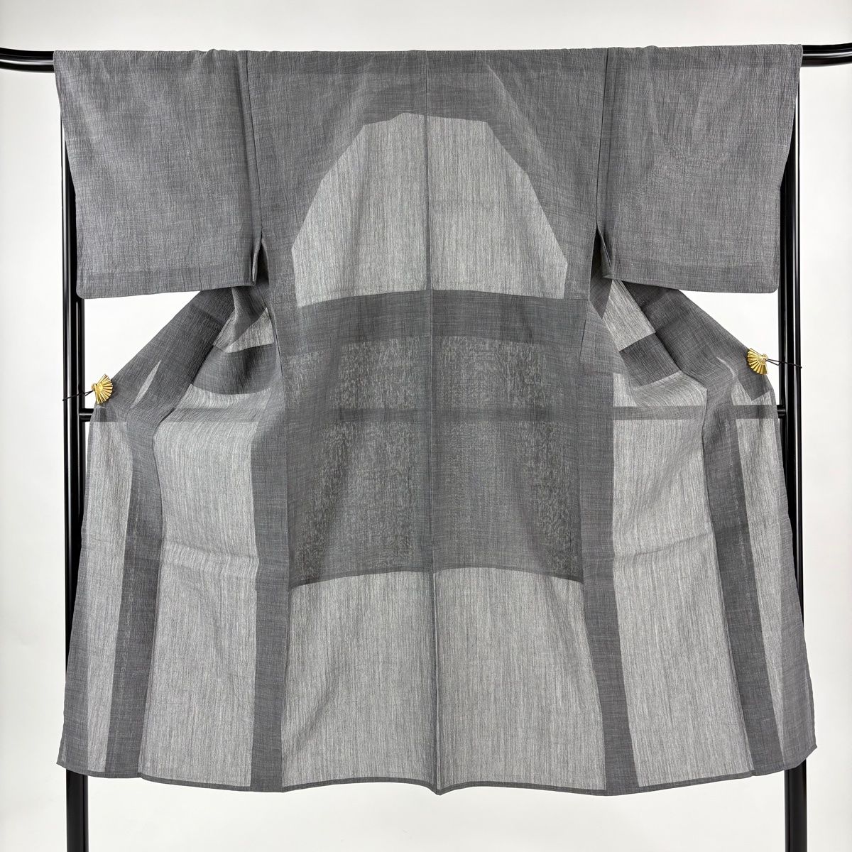 男着物 身丈142 cm 裄丈68 5 M 薄物 小千谷ちぢみ 紬 証紙 灰色 麻