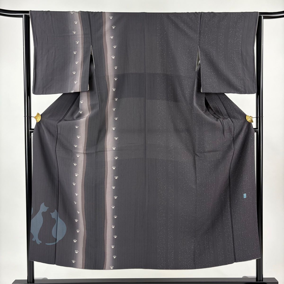 付下げ 身丈150 cm 裄丈64 M 袷 小宮山彌一 落款 猫 足跡 ぼかし 灰紫 正絹