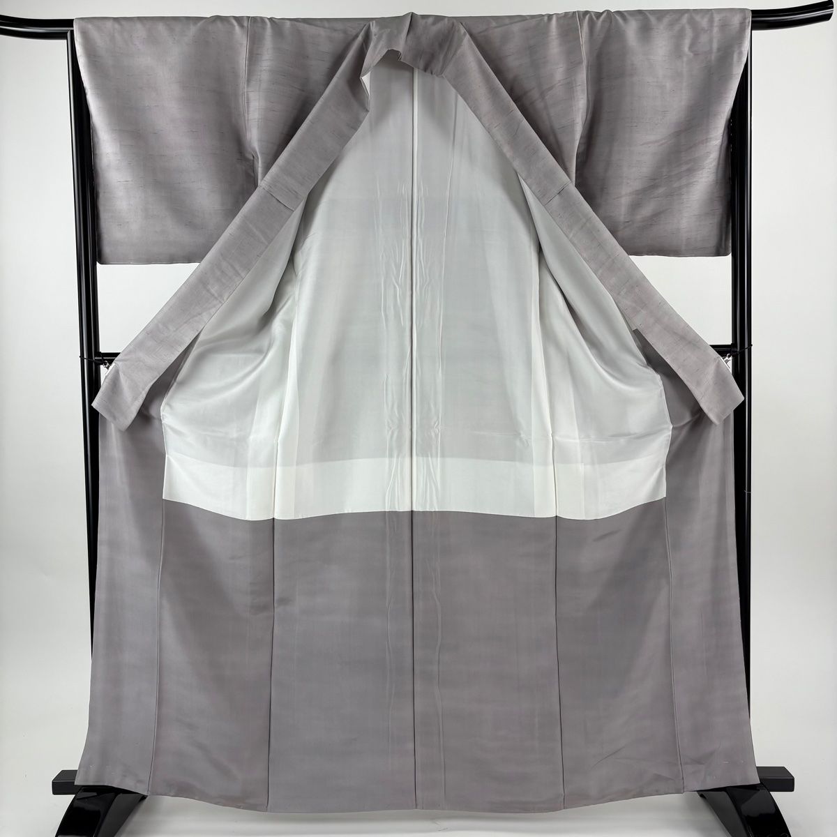 訪問着 身丈164 cm 裄丈66 M 袷 牛首紬地 落款 証紙 風景 樹木 ぼかし 灰紫 正絹 秋コーデ 訪問着 付け下げ 