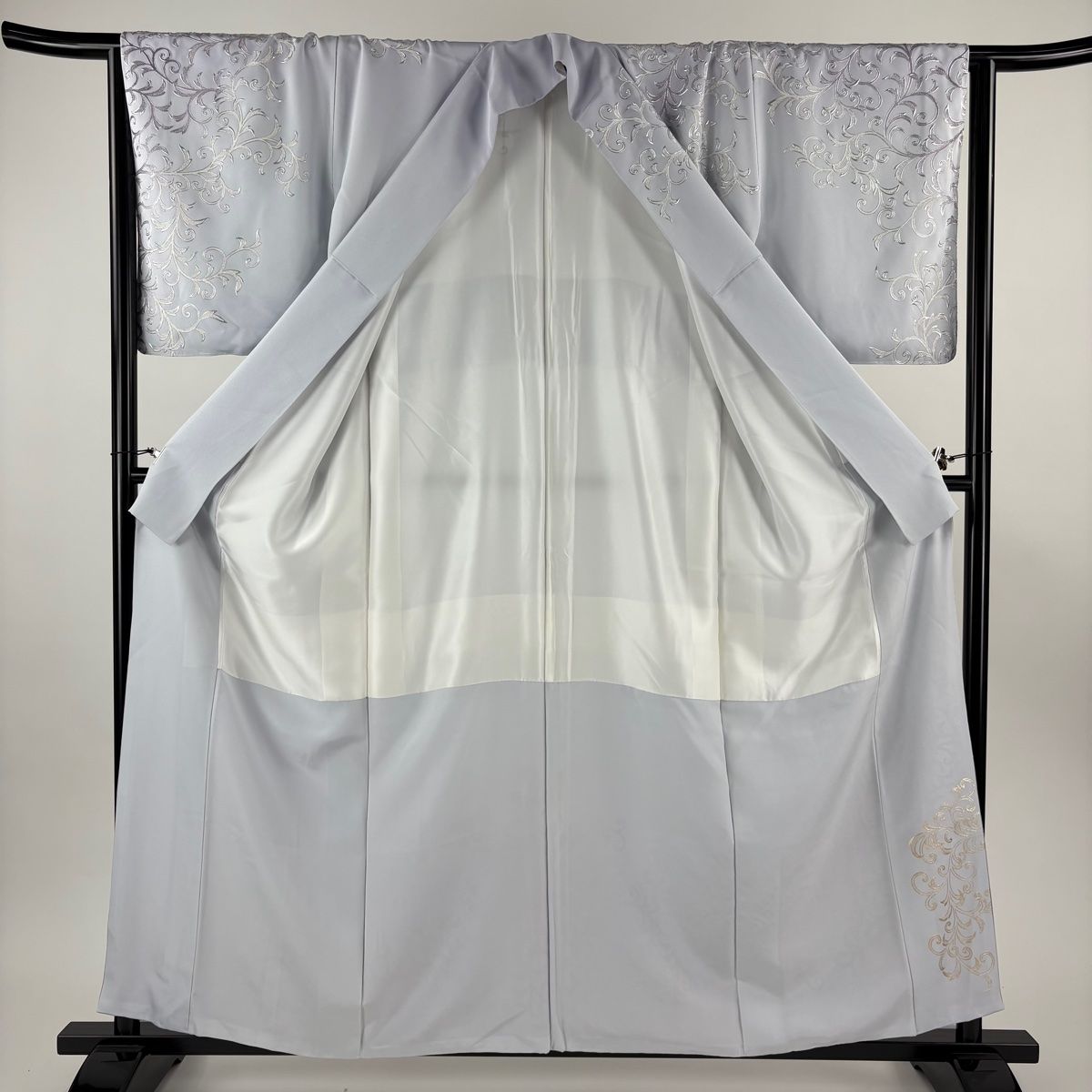  訪問着 身丈159 5 cm 裄丈65 M 袷 和田光正 落款 唐草 銀彩 ぼかし 水色 正絹 訪問着 付け下げ 着物