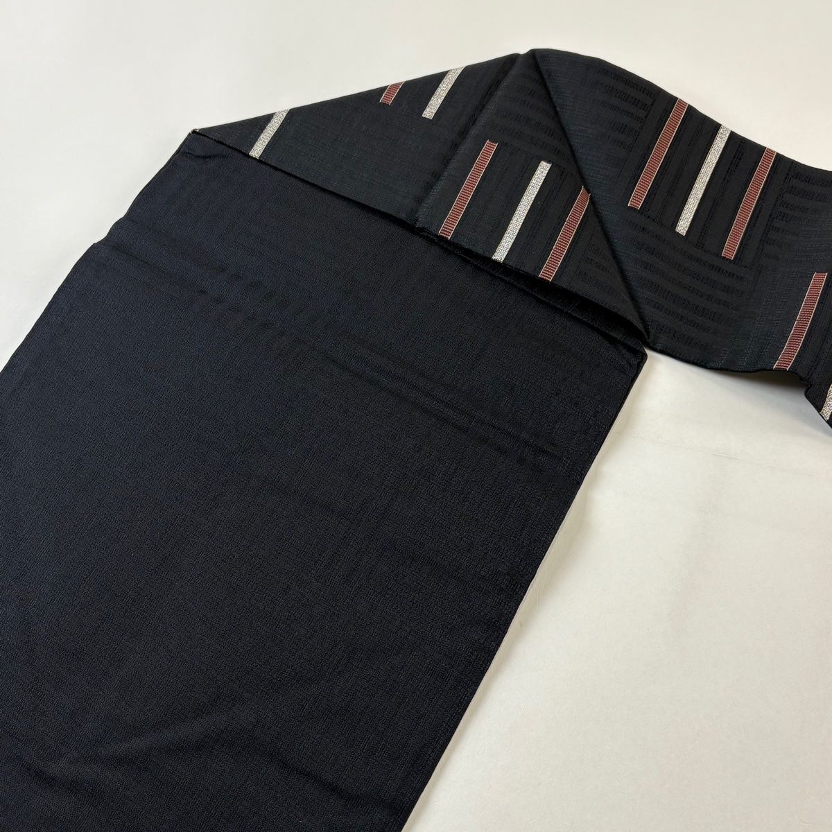 美品】 名古屋帯 秀品 縞 幾何学 箔 黒 正絹 【中古】 - メルカリ