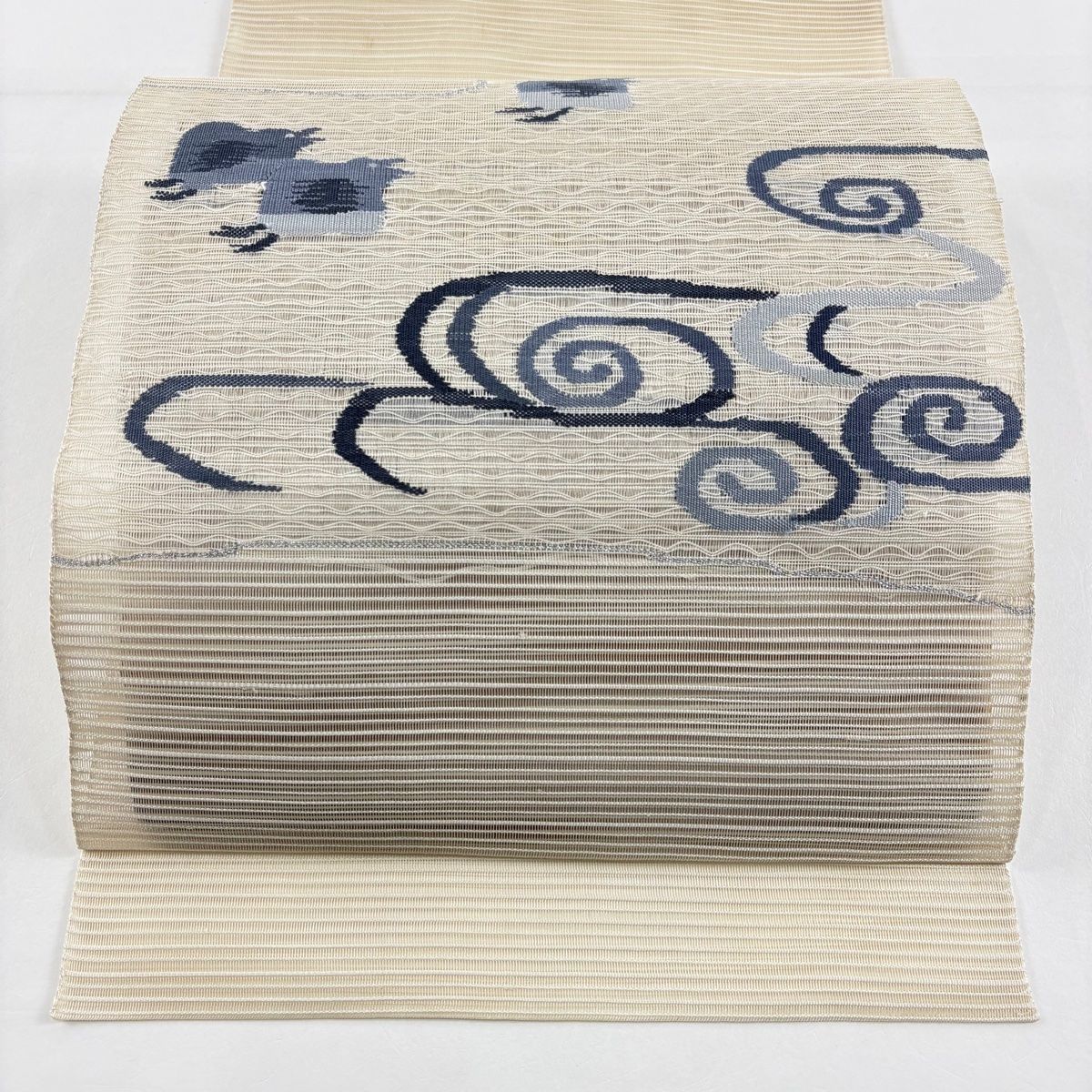 美品】 名古屋帯 秀品 松葉仕立て 八寸名古屋帯 夏帯 絽 鳥 観世水