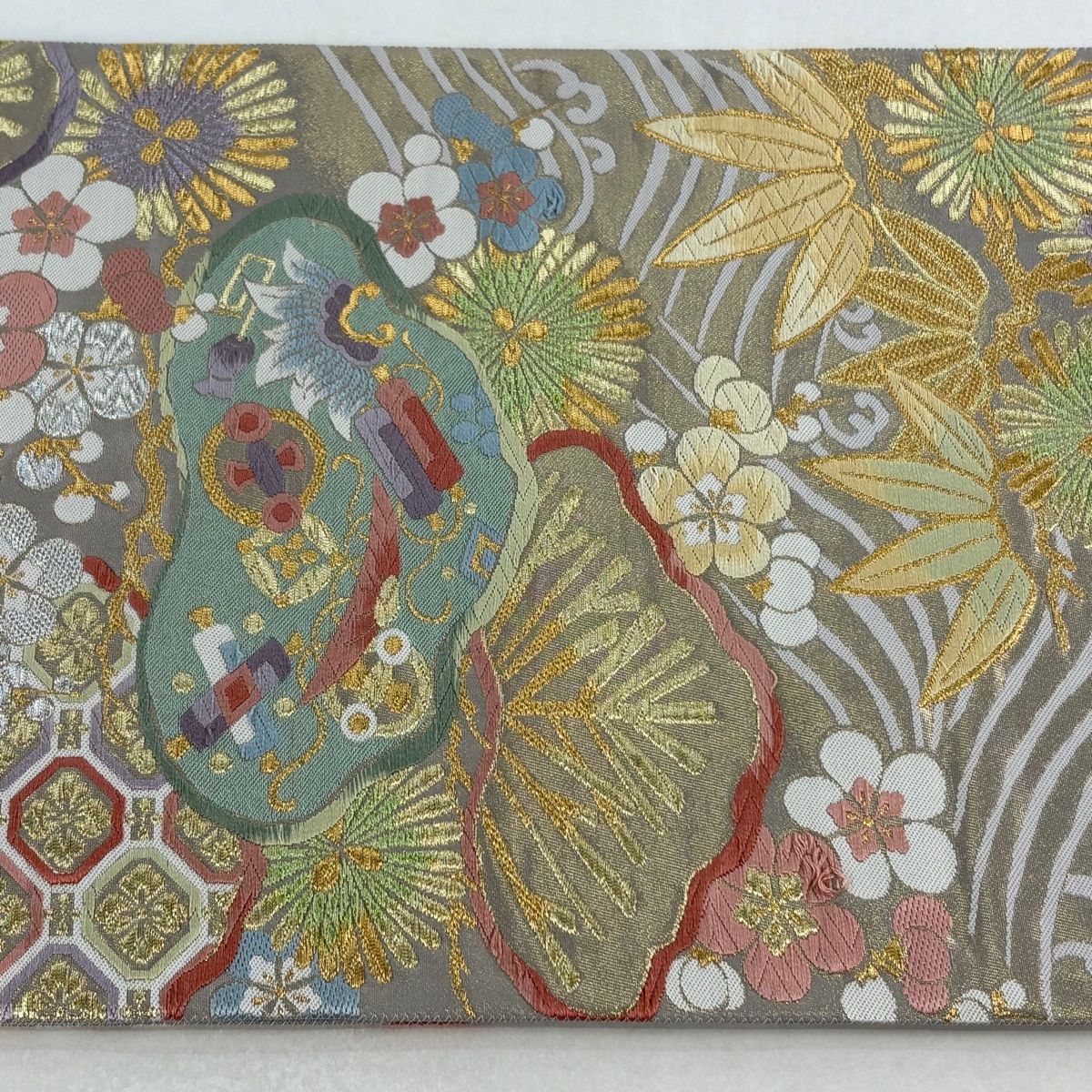 袋帯 秀品 松竹梅 宝尽くし 金糸 唐織 金色 六通 正絹 【中古】 - メルカリ