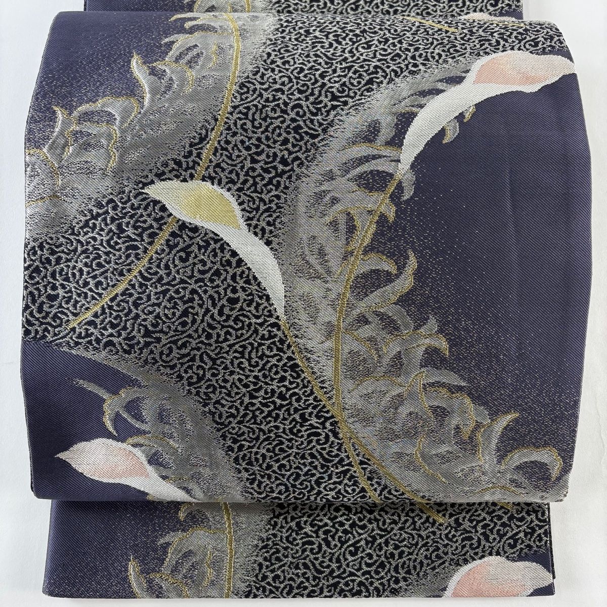 袋帯 秀品 沙羅 カラー 葉柄 金銀糸 紫 六通 正絹 【中古】 - メルカリ