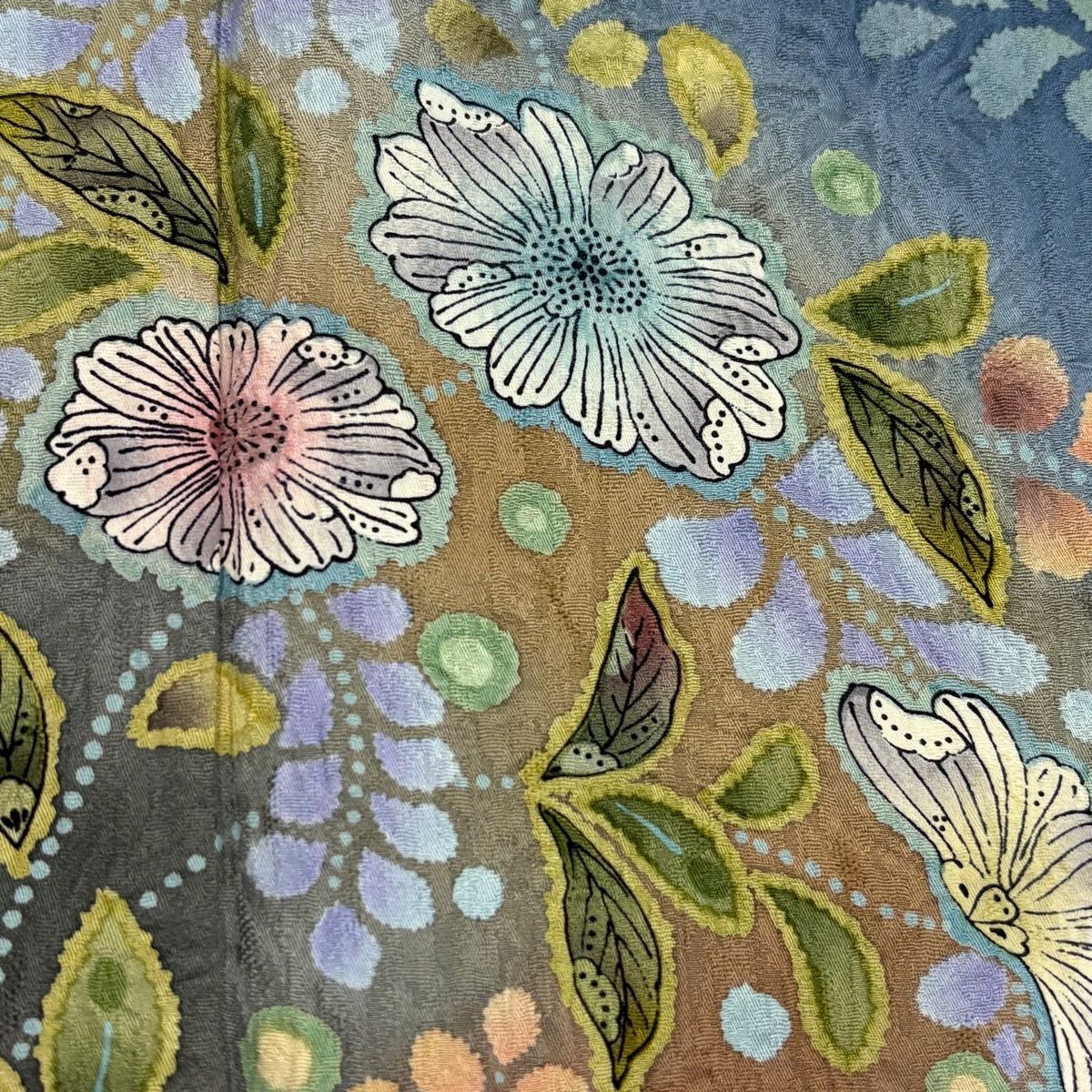 付下げ 身丈162cm 裄丈64.5cm M 袷 辻が花 ぼかし 金彩 藍色 正絹 秀品