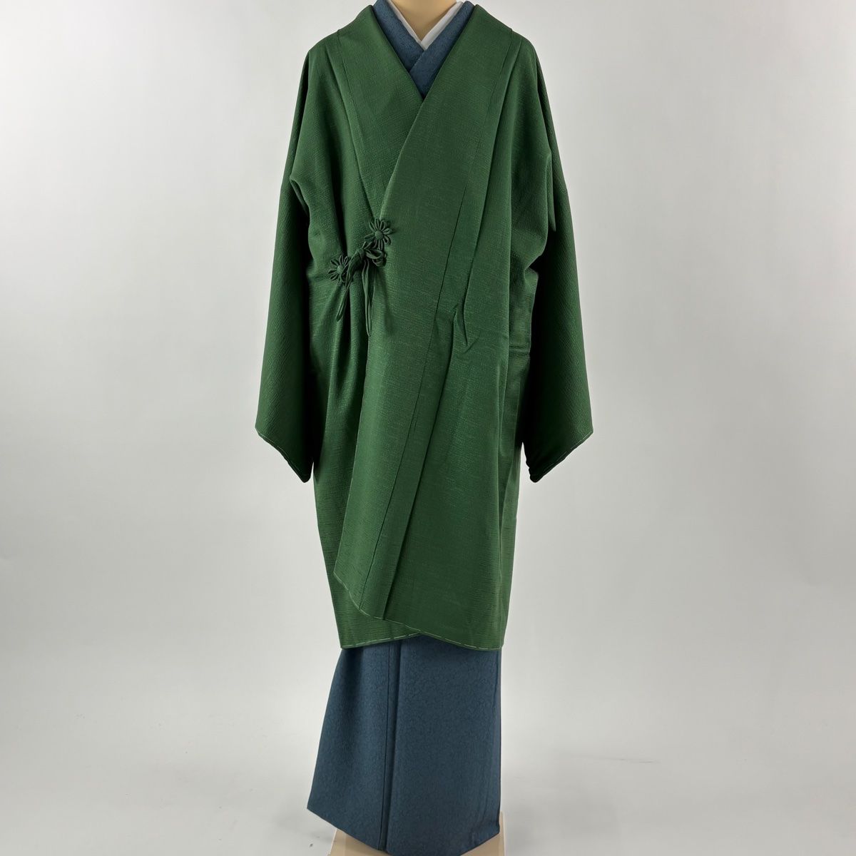 道中着 身丈107 cm 裄丈69.5 L 緑 正絹 秀品