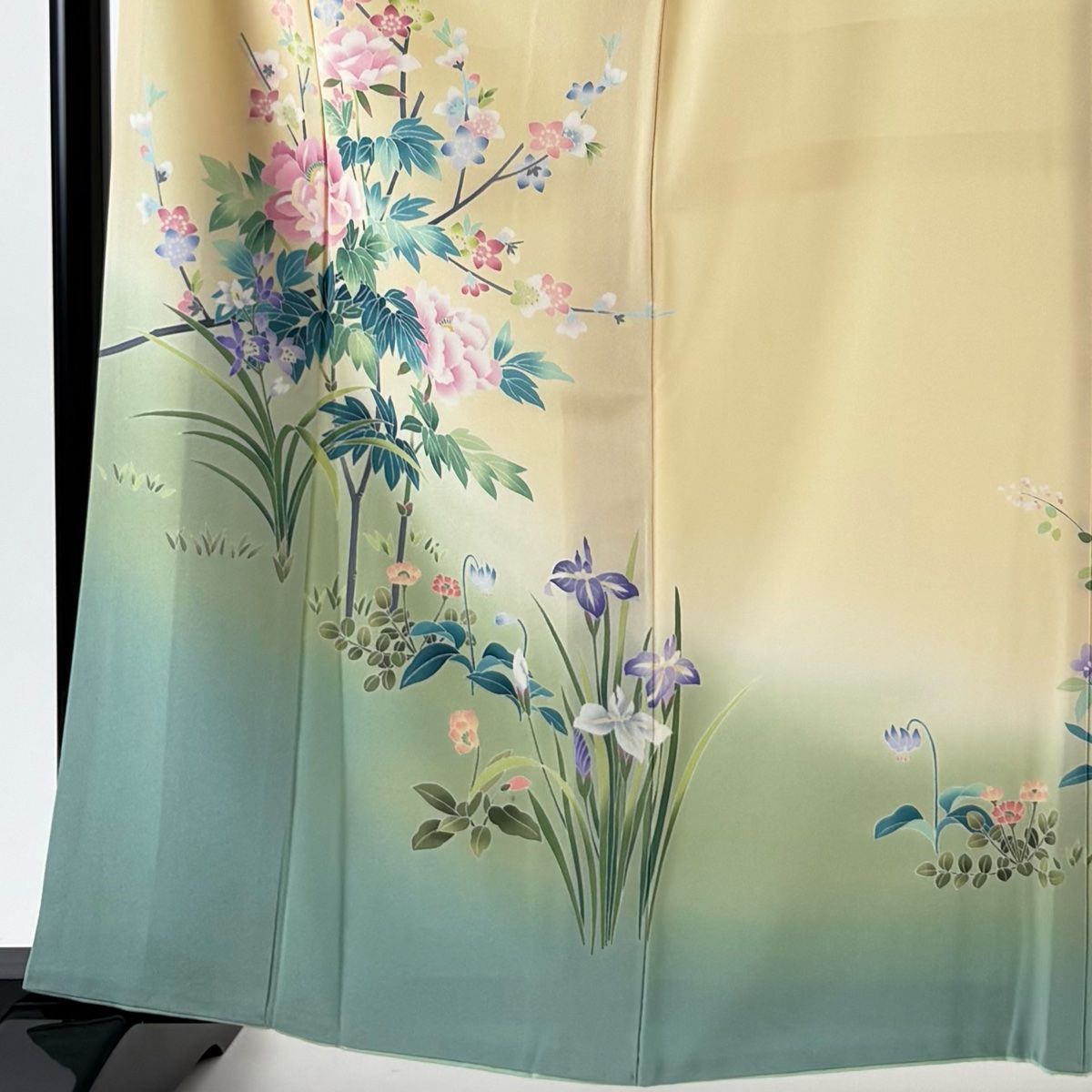 訪問着 身丈164 5 cm 裄丈66 M 袷 落款 牡丹 枝花 ぼかし ベージュ 正絹 秀品