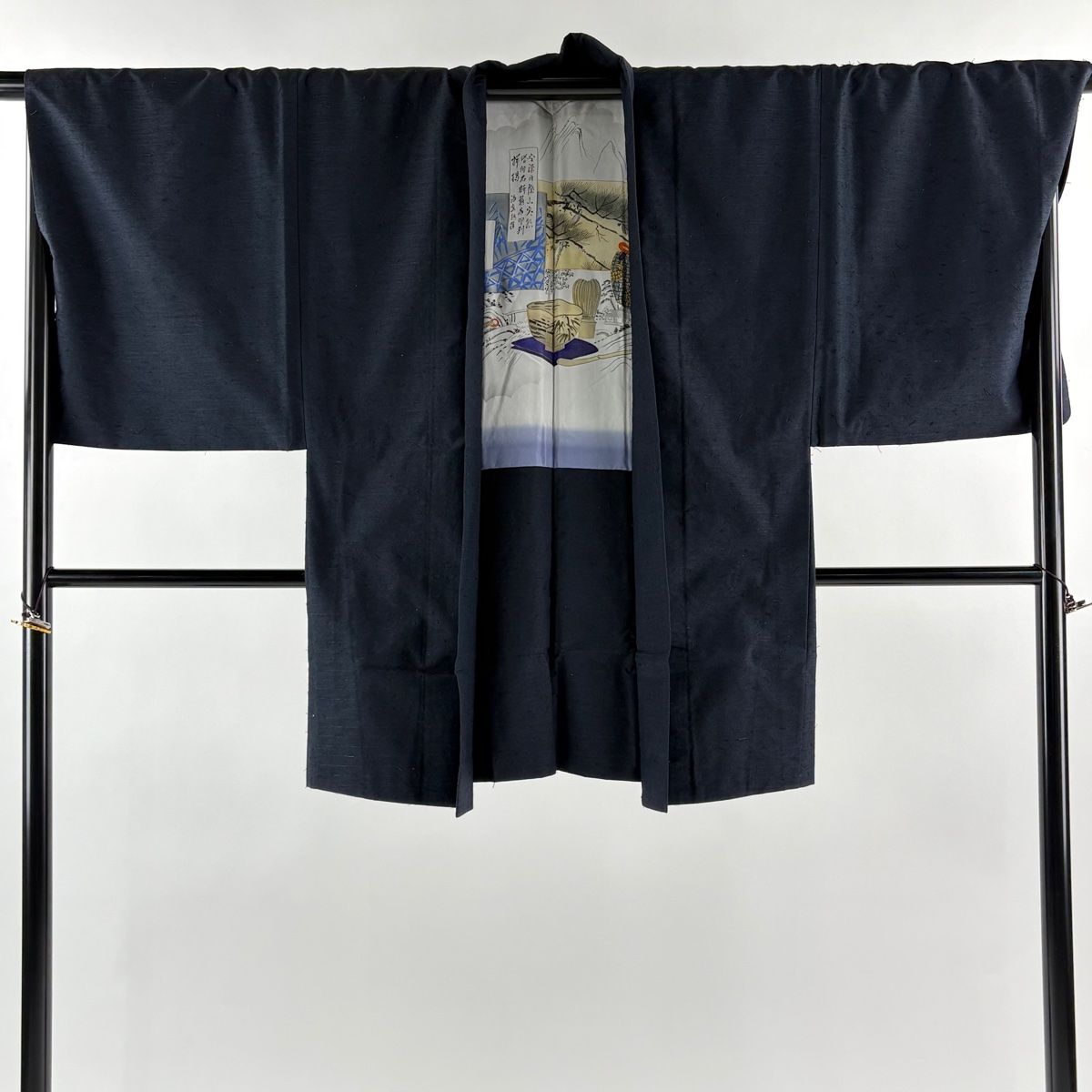  男着物 身丈144 cm 裄丈71 5 M 袷 アンサンブル 紬 濃紺 正絹 秀品 着物 着物 浴衣