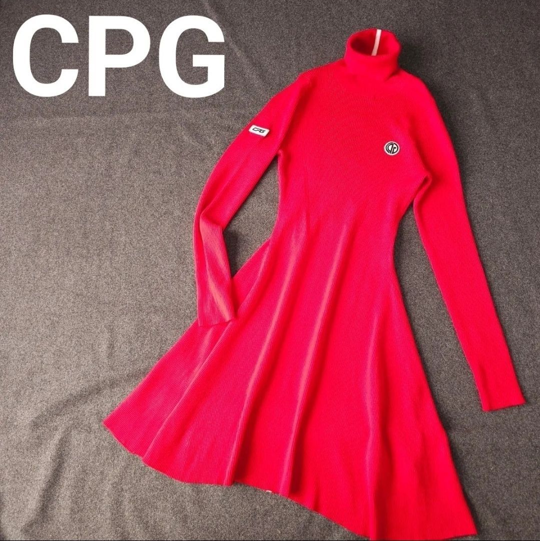 秋冬 CPG GOLF ゴルフウェア タートルネック ストレッチ ニット ワンピース 1 M レディース フ Aライン