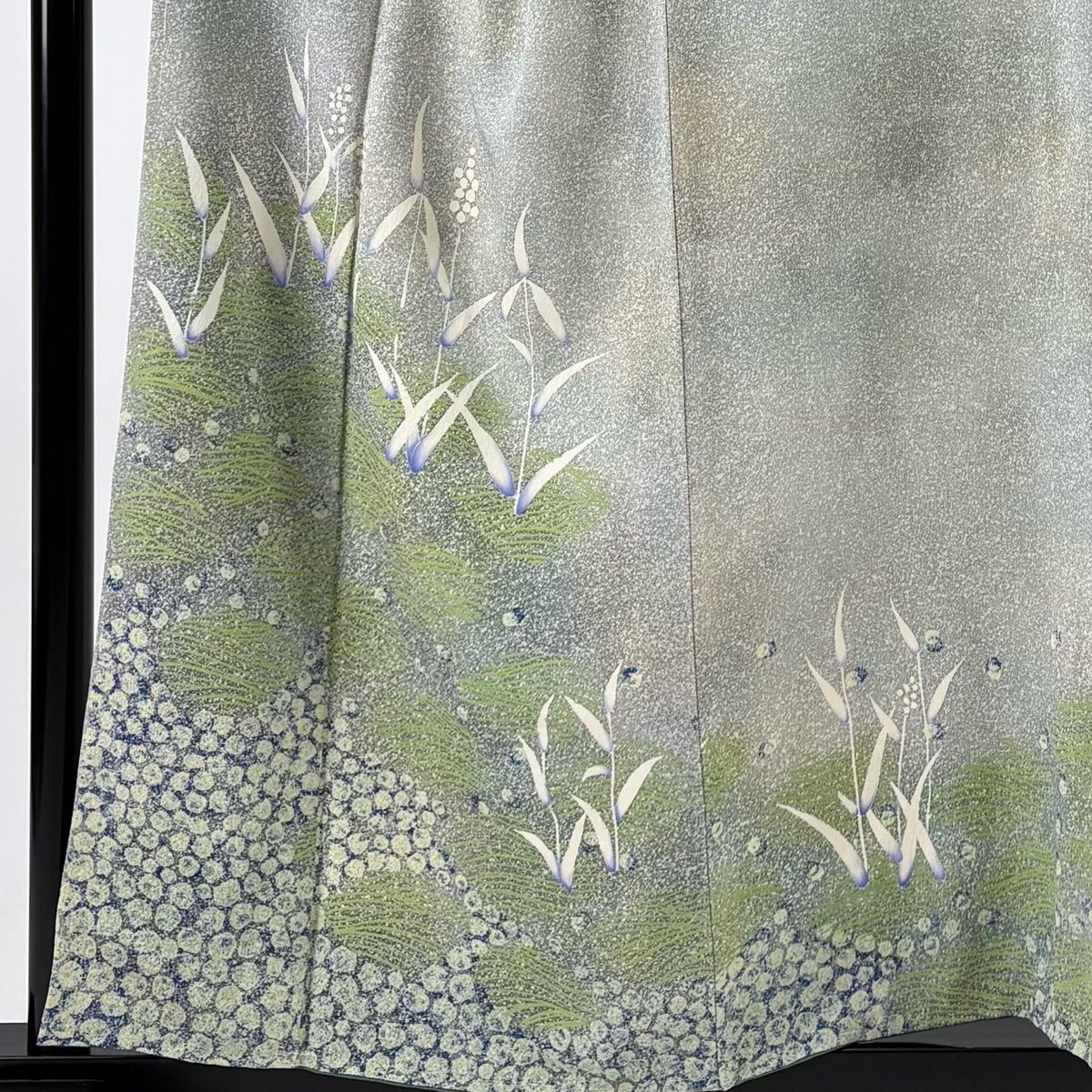 付下げ 身丈155 cm 裄丈63 5 S 袷 葉柄 水草 ぼかし 薄青緑 正絹 秀品