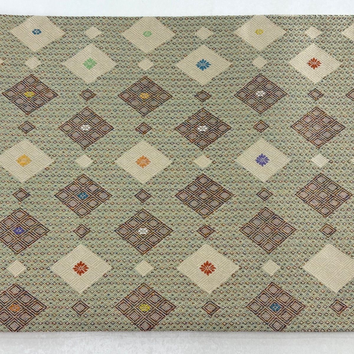 美品】 袋帯 名品 菱 流水 金糸 抹茶色 お太鼓柄 正絹 【中古】 - メルカリ