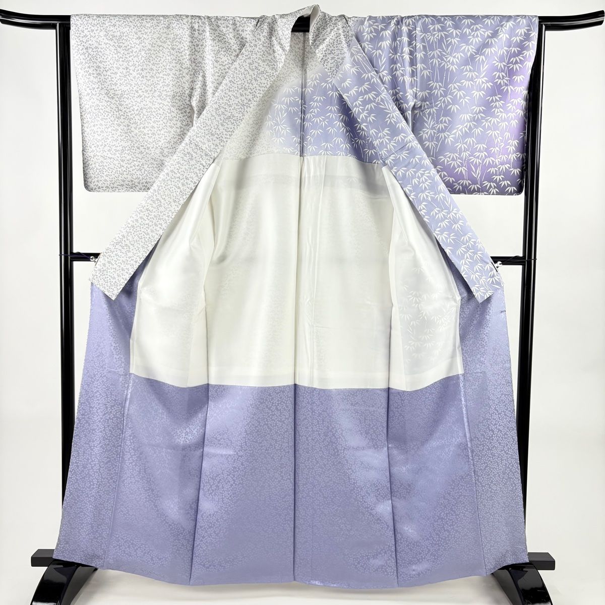  訪問着 身丈162 5 cm 裄丈64 M 袷 紬地 背抜き 竹 小花 ぼかし 薄紫 正絹 訪問着 付け下げ 着物