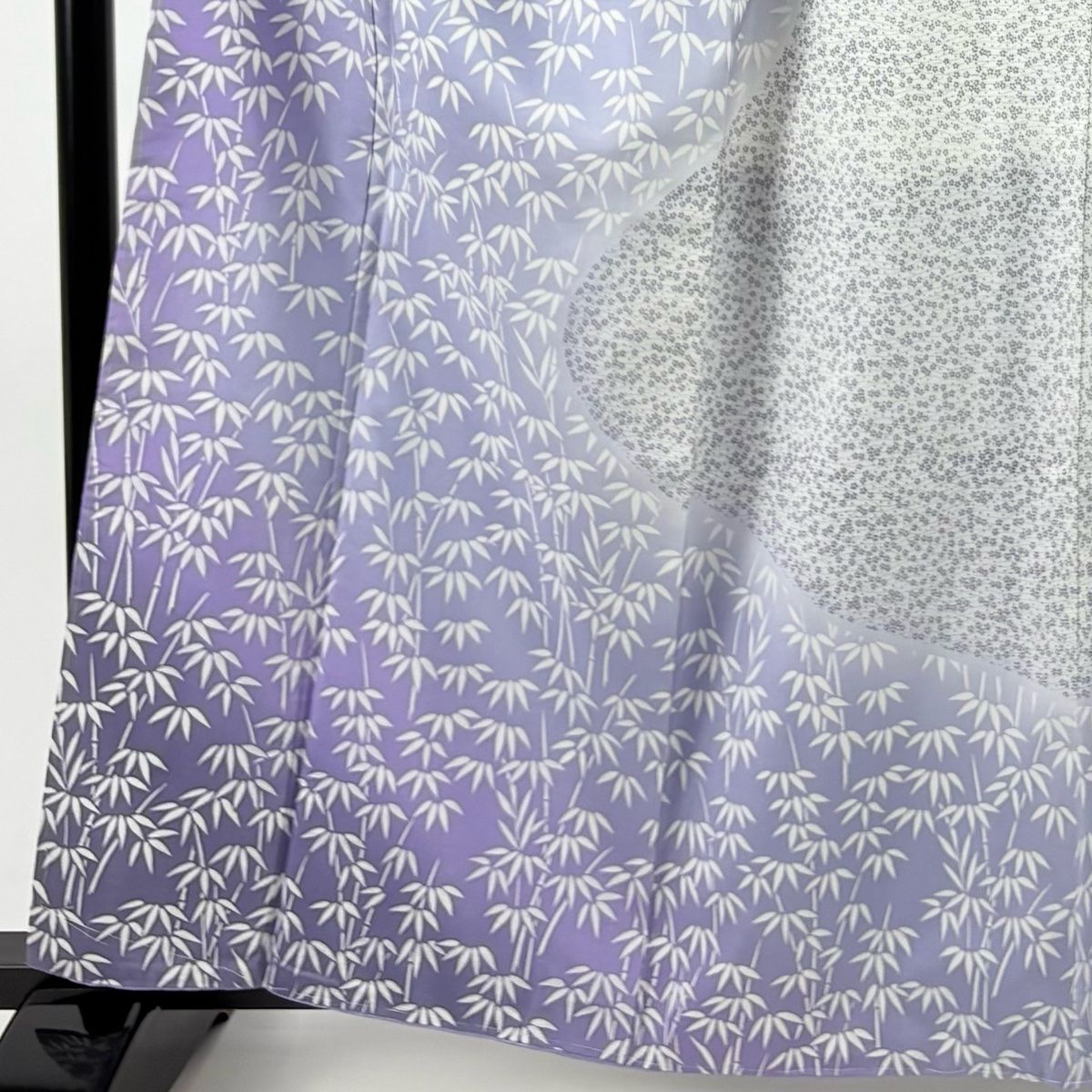 訪問着 身丈162.5 cm 裄丈64 M 袷 紬地 背抜き 竹 小花 ぼかし 薄紫 正絹