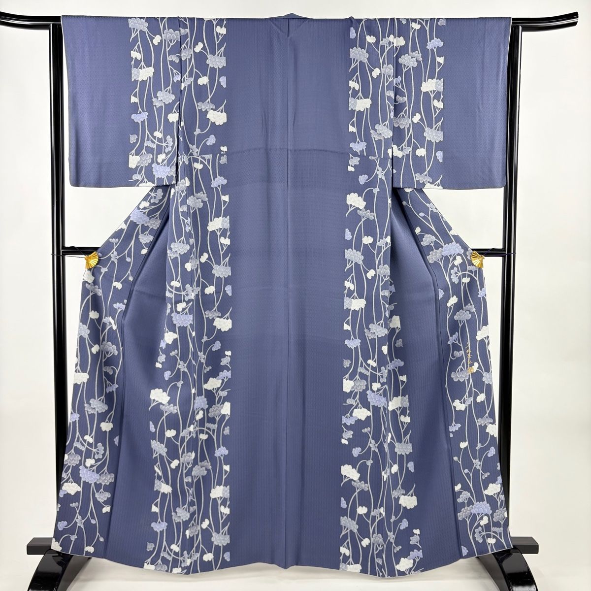 付下げ 身丈162 cm 裄丈64 M 袷 千地泰弘 落款 草花 地紋 灰紫 正絹