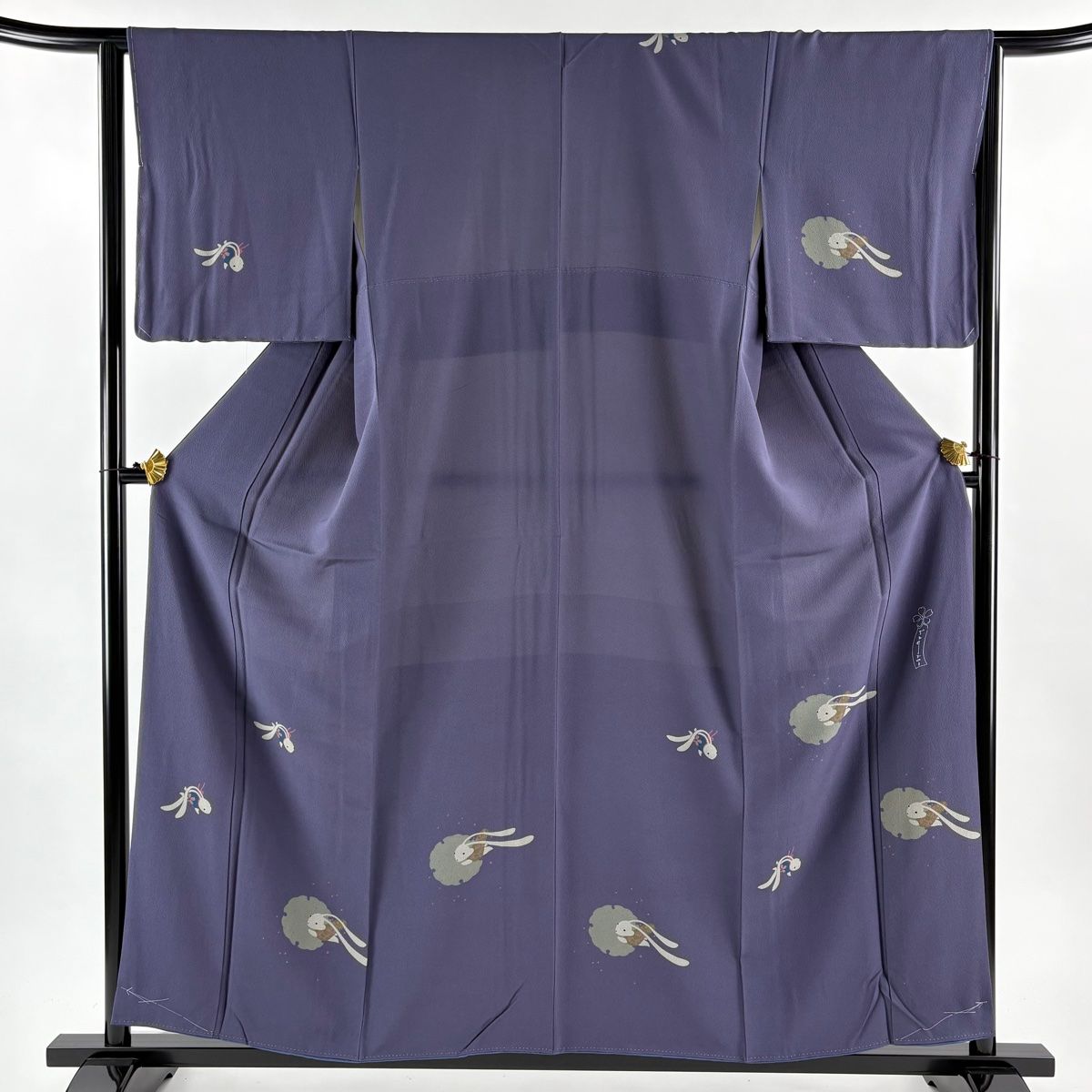 付下げ 身丈157 cm 裄丈63 S 袷 辻村ジュサブロー 落款 うさぎ 雪輪 縮緬 灰紫 正絹