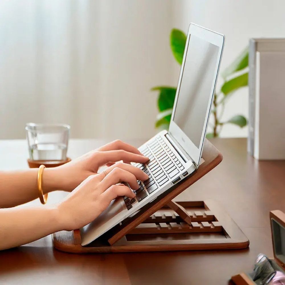 ノートパソコンスタンド 折り畳み 高さ角度調整 タブレット 木製