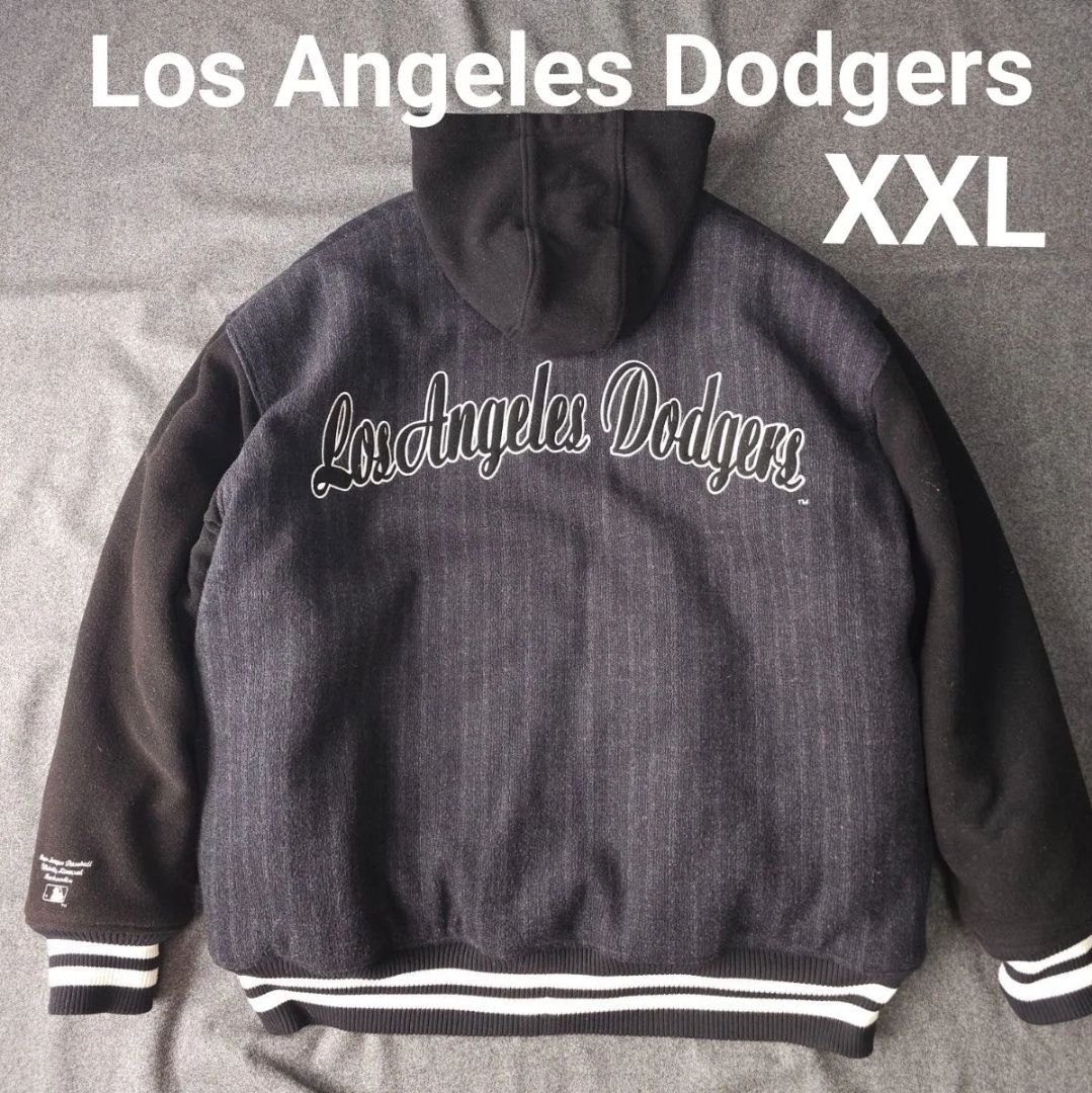 秋冬 肉厚 Los Angeles Dodgers ロサンゼルス ドジャース スタジャン ブルゾン パーカー 黒 MLB XXL