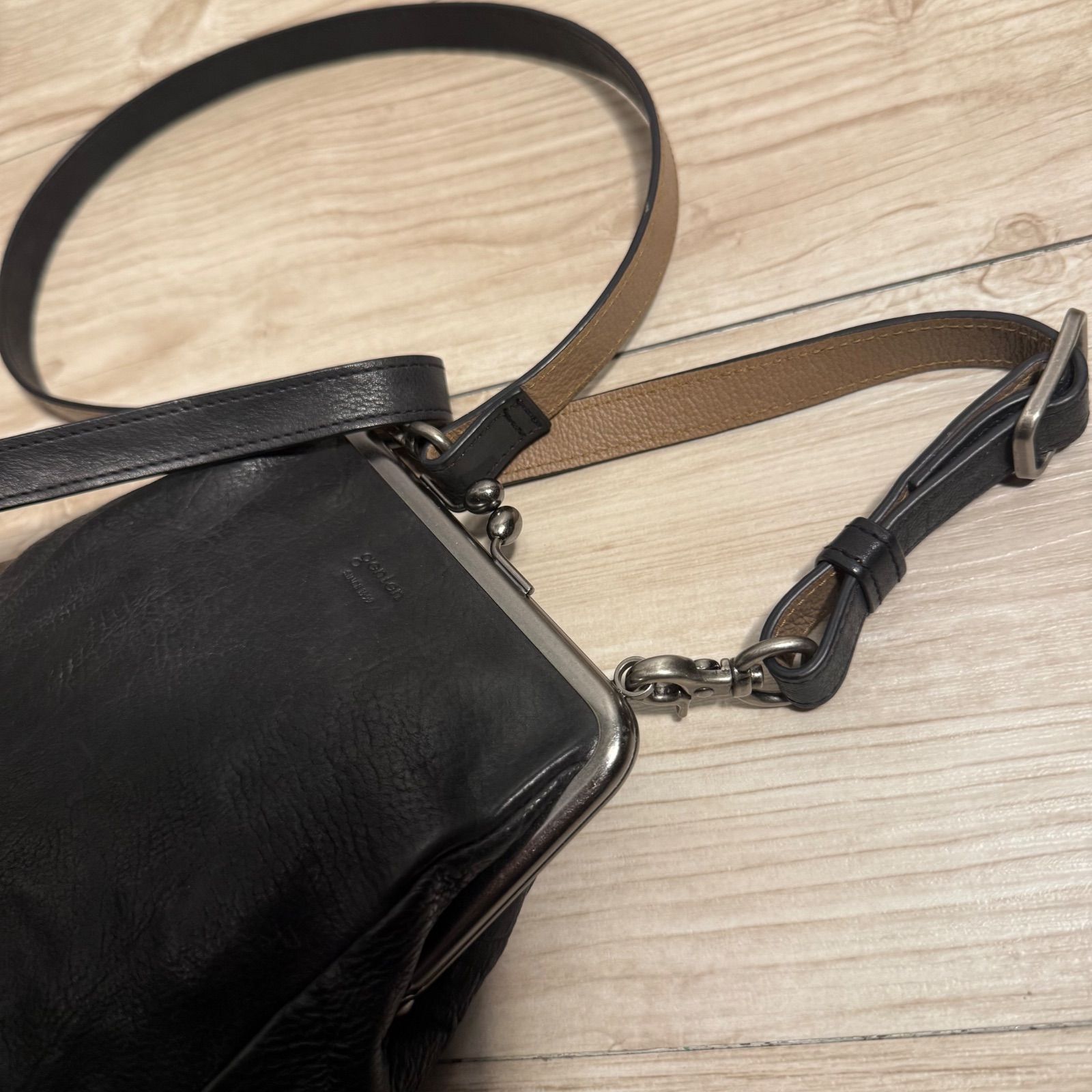 ✨genten ゲンテン Antico アンティーコ がま口 ミニポシェット レザー 