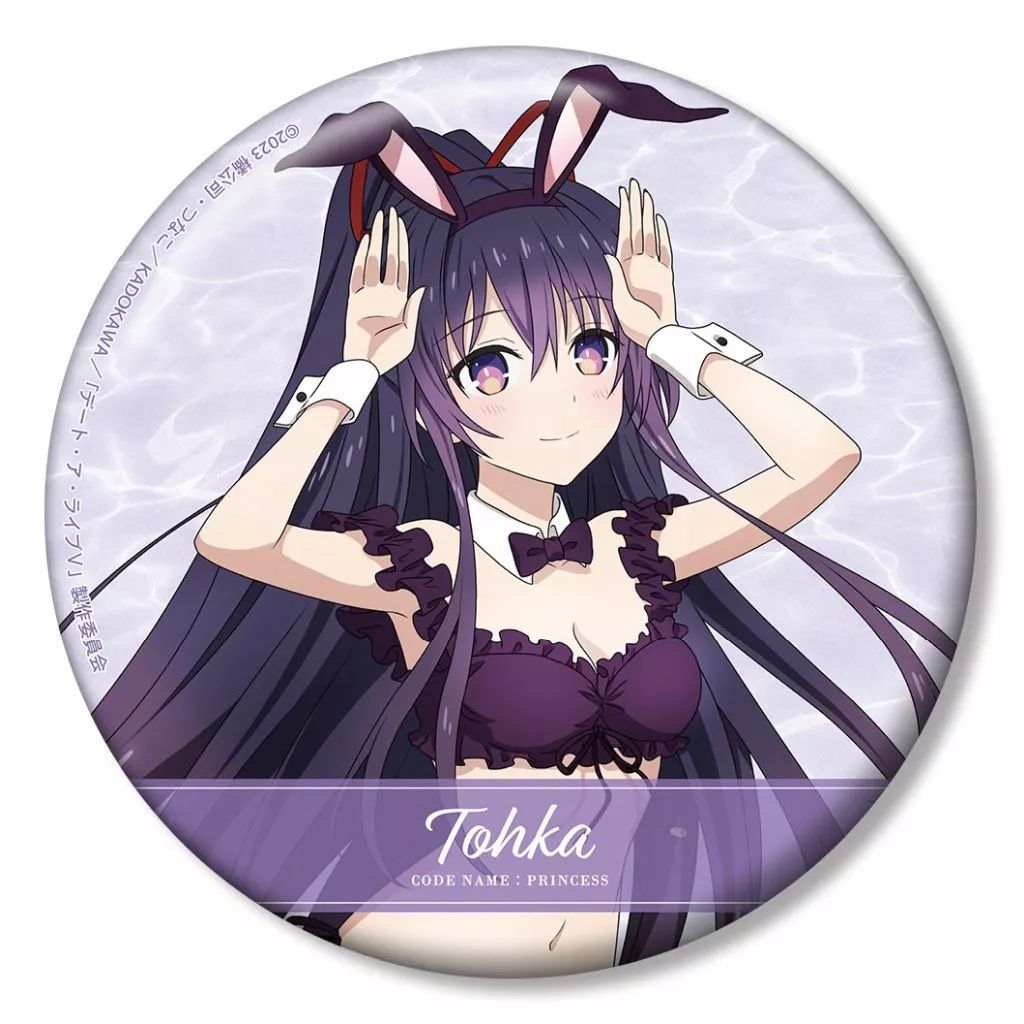 中古】バッジ・ビンズ 夜刀神十香(水着バニーver.) 描き下ろし 100mm缶