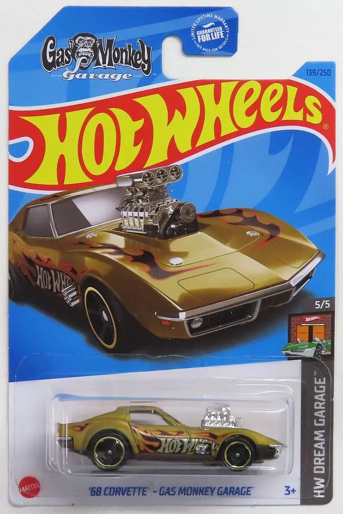 中古】ミニカー 1/64 '68 CORVETTE GAS MONKEY GARAGE(ゴールド