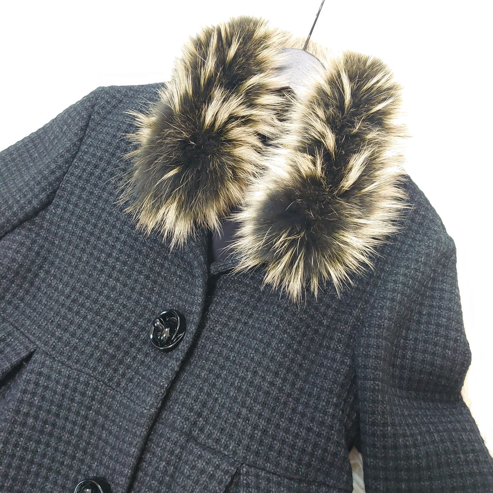美品！ FENDI フェンディ 44 ファー付きコート コート 定価28万 超豪華