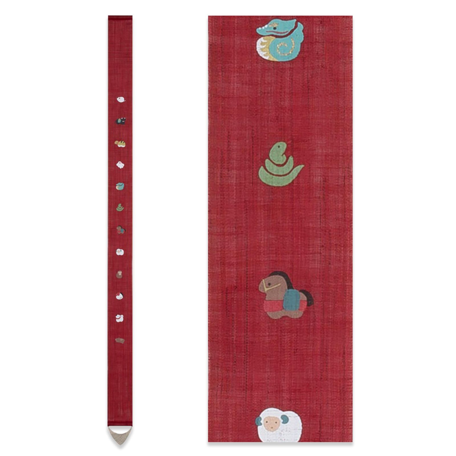 京都洛柿庵 細タペストリー 十二支 ルシエール ジャパン 約 麻生地 タペストリー 掛け軸 インテリア ディスプレイ 和モダン 冬