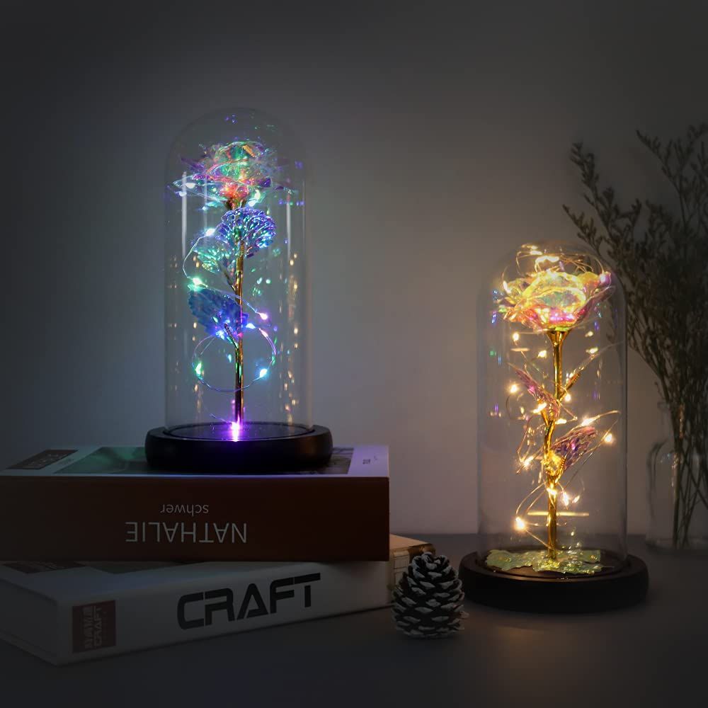 バラ 造花 Lechin 24Kゴールドローズ 枯れない花 金メッキ LEDライト