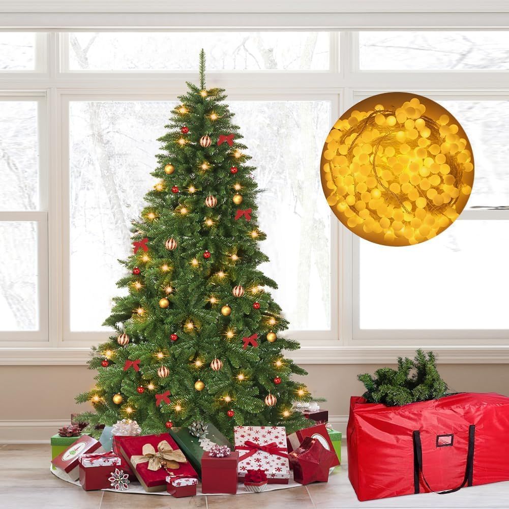 yazi ツリー 180 cm 1000枝豪華増量 ヌードツリー 高濃密度 自動開き設計 15ⅿのLEDライト付き オーナメント おしゃれ 飾り グッズ 北欧 christmas tree 赤い防水収納袋付き c