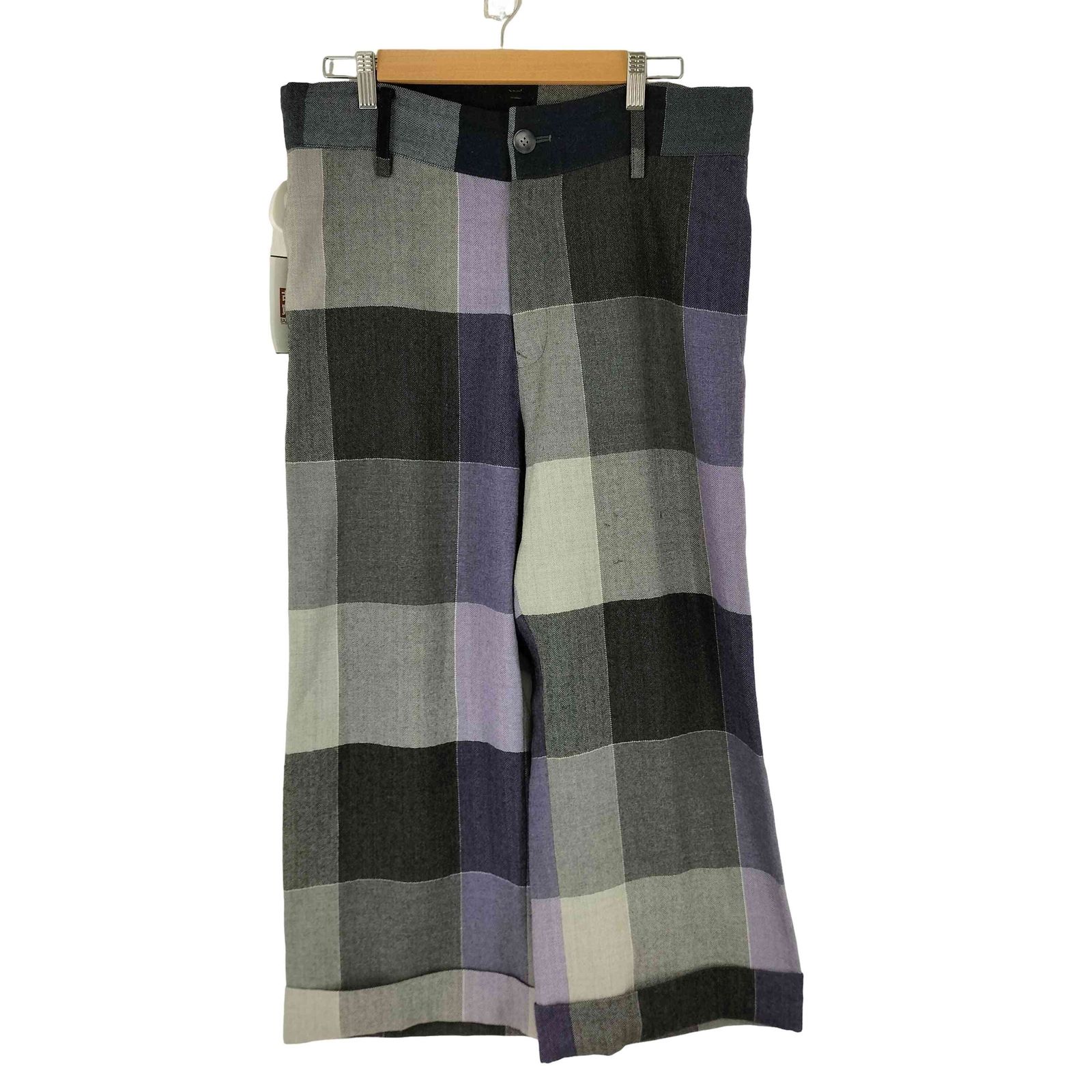 配送 リミフゥ LIMI feu ブロックチェックウールワイドパンツ