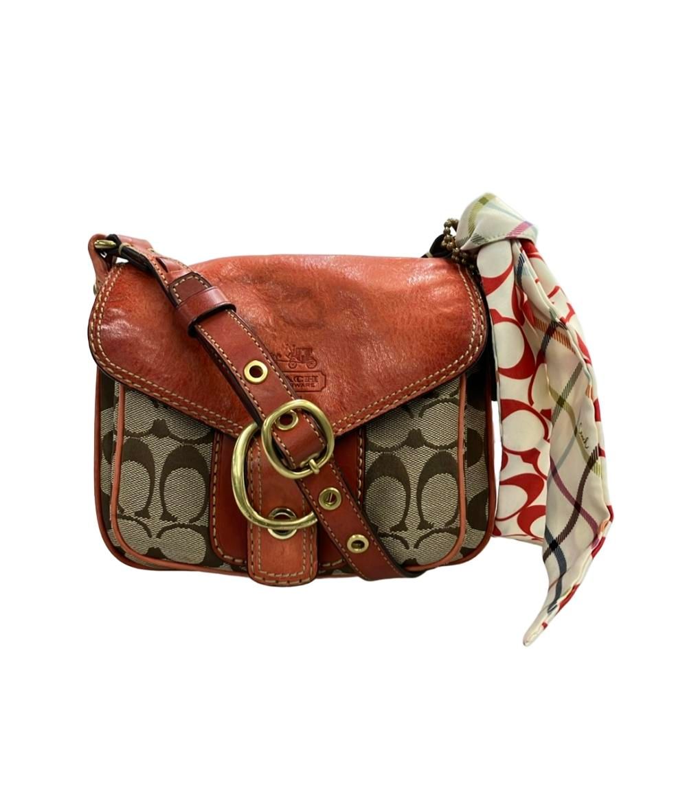 コーチ ショルダーバッグ 斜め掛け キャンバスレザー シグネチャー