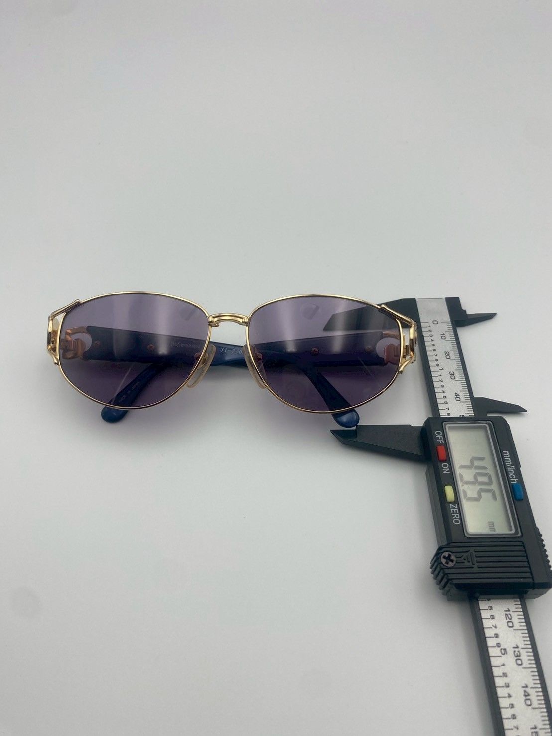 YSL イヴサンローラン 31-7706 サングラス UVカット 金フレーム×青