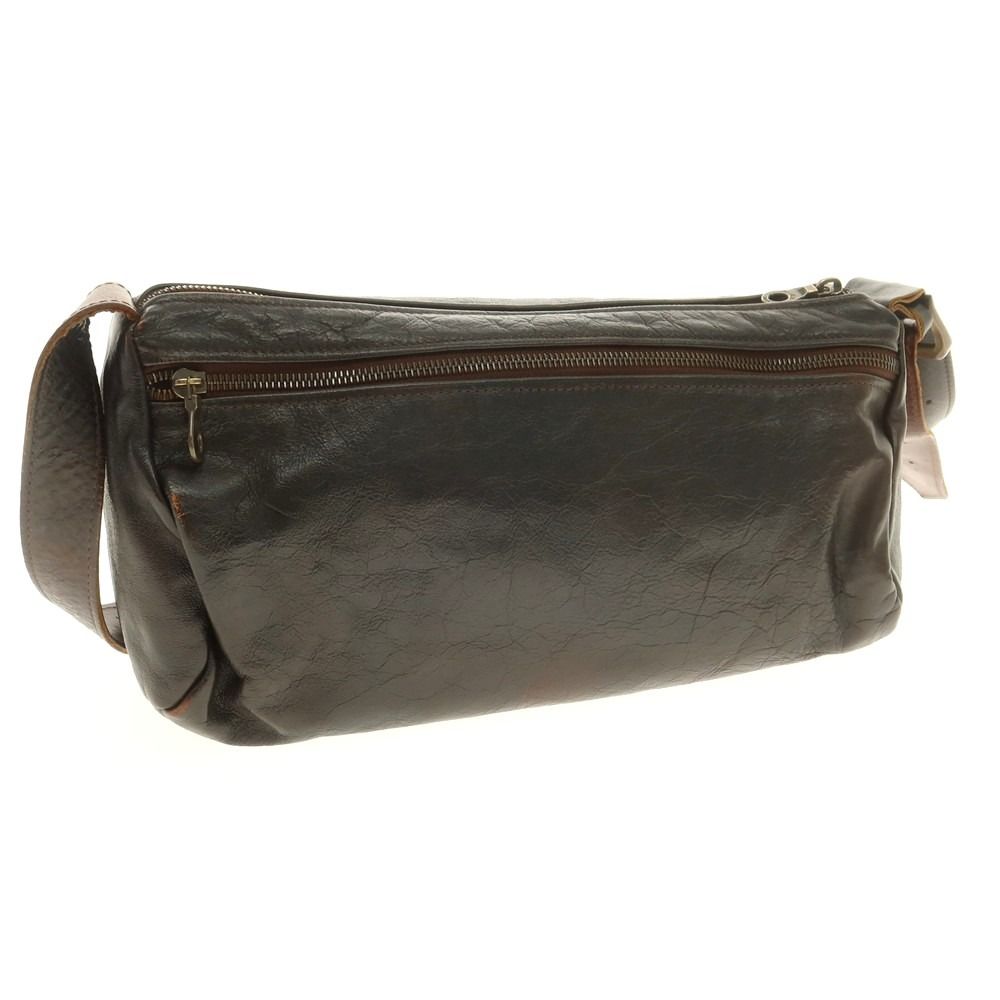 中古】ジャスエムビー JAS.M.B レザー ショルダーバッグ ダーク