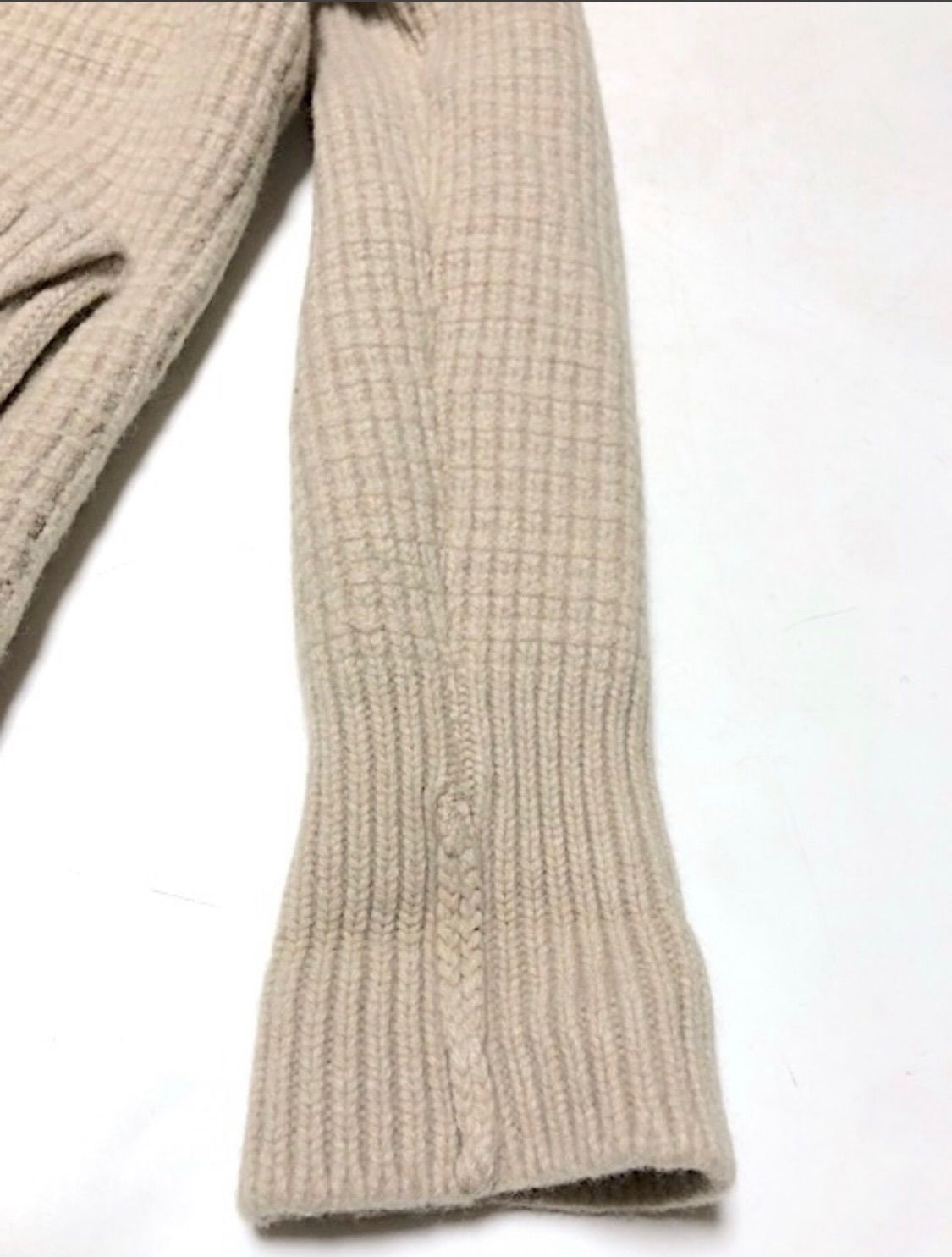 センス抜群 デニムとの相性バッチリ 伊製 グランサッソ 最上級 ヴァージンウール 肉厚 ニット ダッフルコート 48 M-L相当 メンズ ベージュ 2 A 42