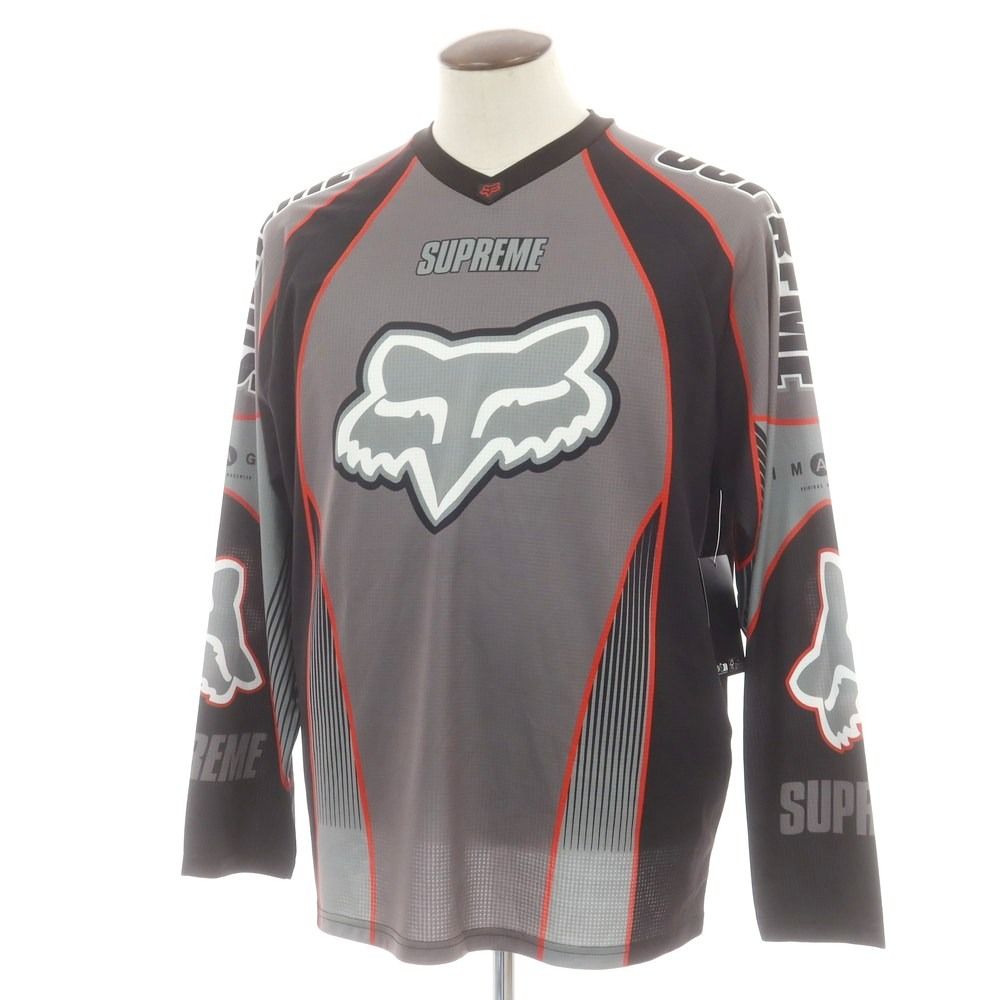 シュプリーム Supreme Fox Racing 秋冬 DMX Jersey ジャージーシャツ 長袖Ｔシャツ ブラックxグレー サイズL メンズ