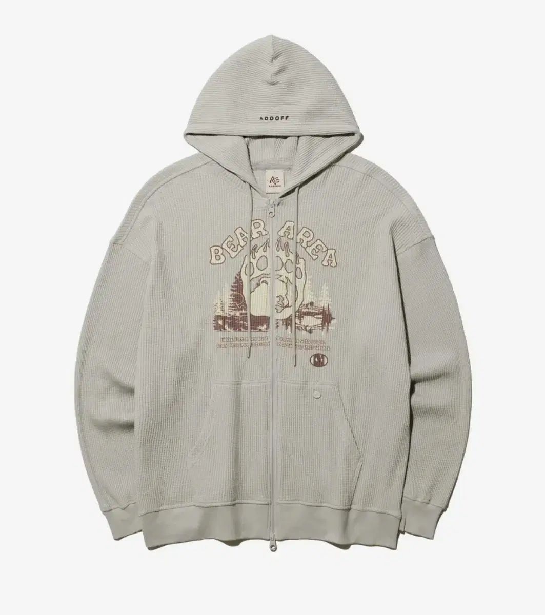 アドオフ BEAR KNIT HOOD ZIP-UP GREY