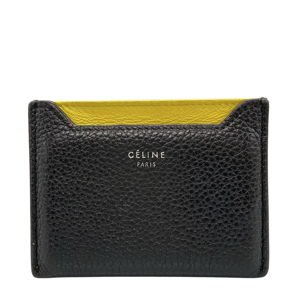 CELINE セリーヌ カードケース 38 NO 黒 イエロー バイ レザー