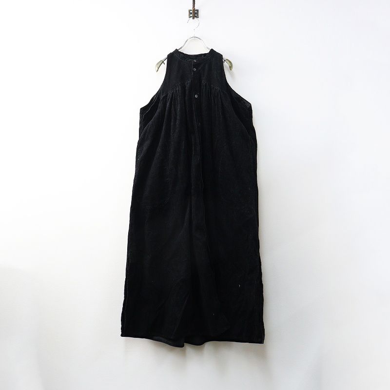 キャピタル KAPITAL コーデュロイ ショルダーオープン ワンピース S｜ブラック トップス ドレス