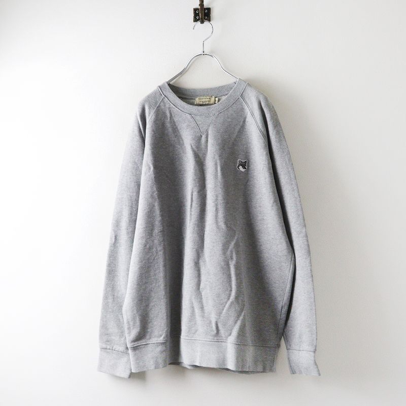 メンズ MAISON KITSUNE メゾンキツネ GREY FOX HEAD PATCH ラグランスウェットトップス XL グレー┃男性用
