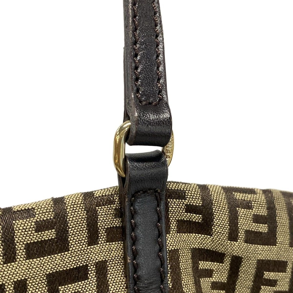 FENDI(フェンディ) ハンドバッグ ズッキーノ柄 8BH214 ベージュ×ダーク