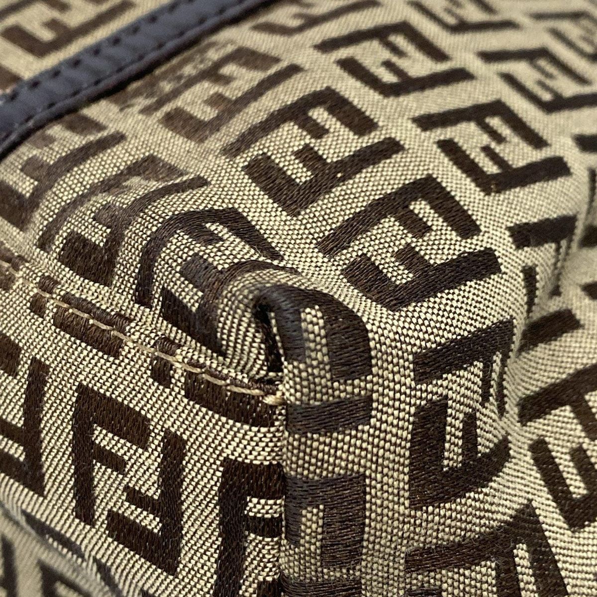 FENDI(フェンディ) ハンドバッグ ズッキーノ柄 8BH214 ベージュ×ダーク