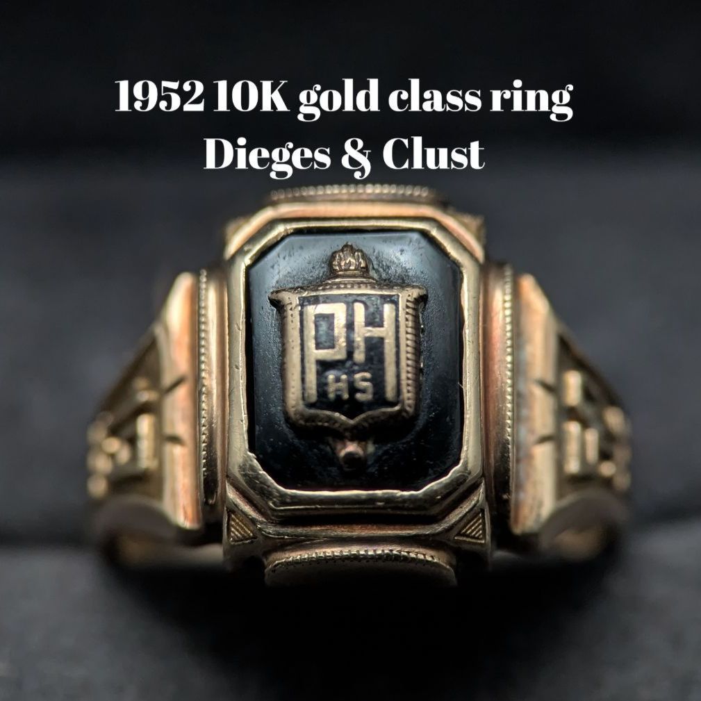 DIEGES & CLUST 10金 1952年 10K ゴールド クラスリング PH HS 黒