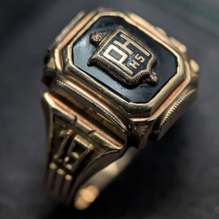 ヴィンテージ レアデザインクラスリング 10K DIEGES & CLUST 10金 1952年 10K ゴールド クラスリング PH HS 黒