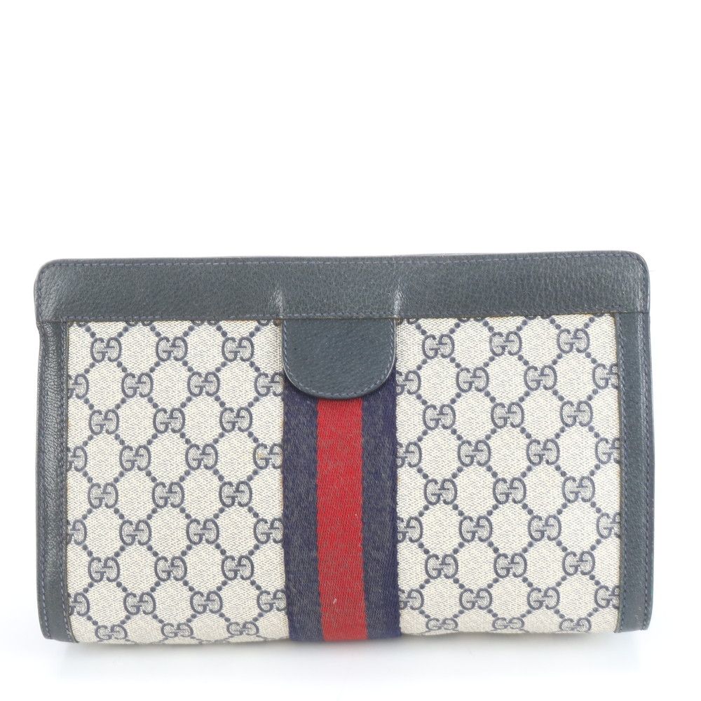 オールド グッチ GG スプリーム シェリー ライン 89 01 002 レザー セカンドバッグ クラッチ レディース RRE DB 62-6