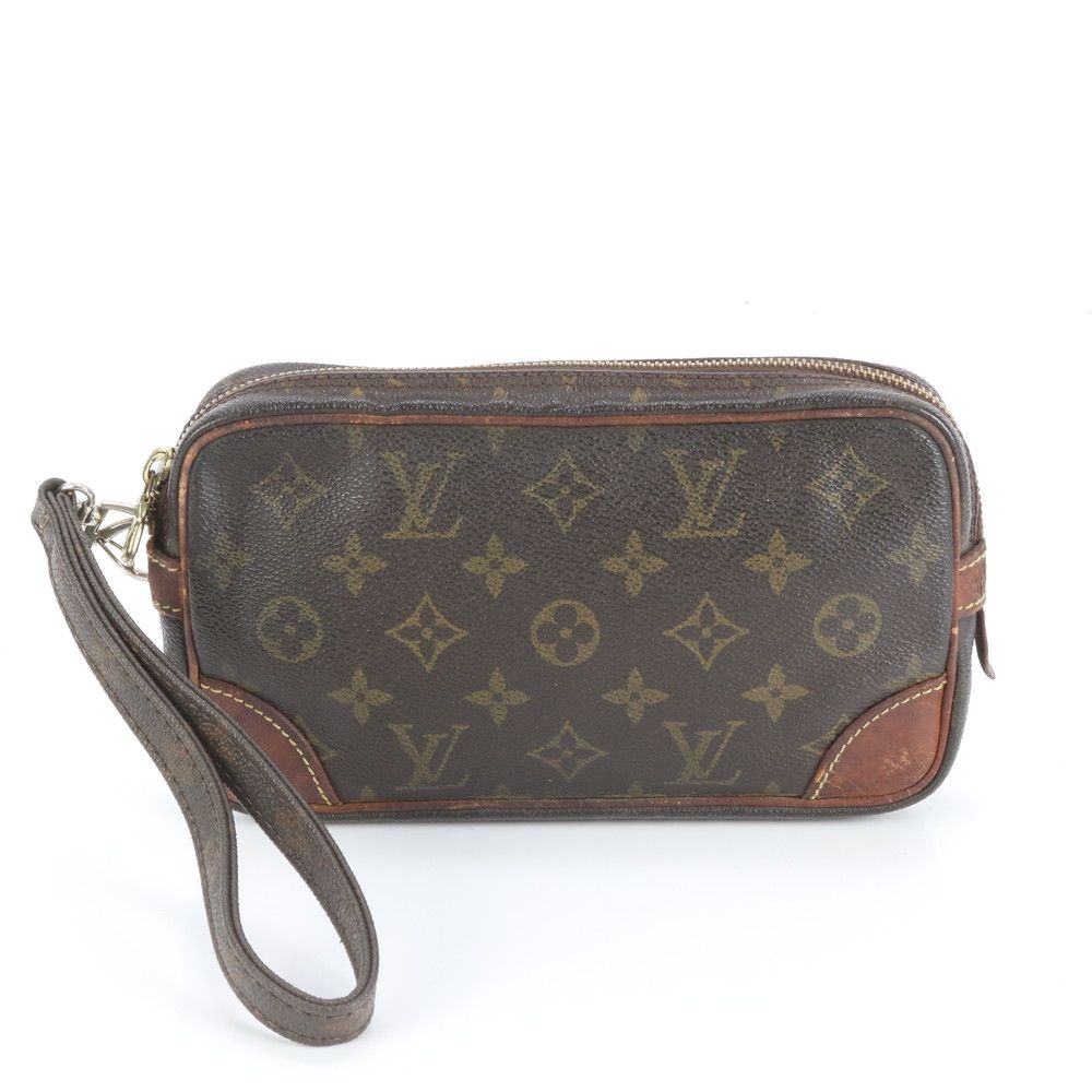 ルイヴィトン モノグラム マルリー ドラゴンヌ PM M 51827 レザー セカンドバッグ クラッチ ポーチ ブラウン メンズ RRE DB 61 1