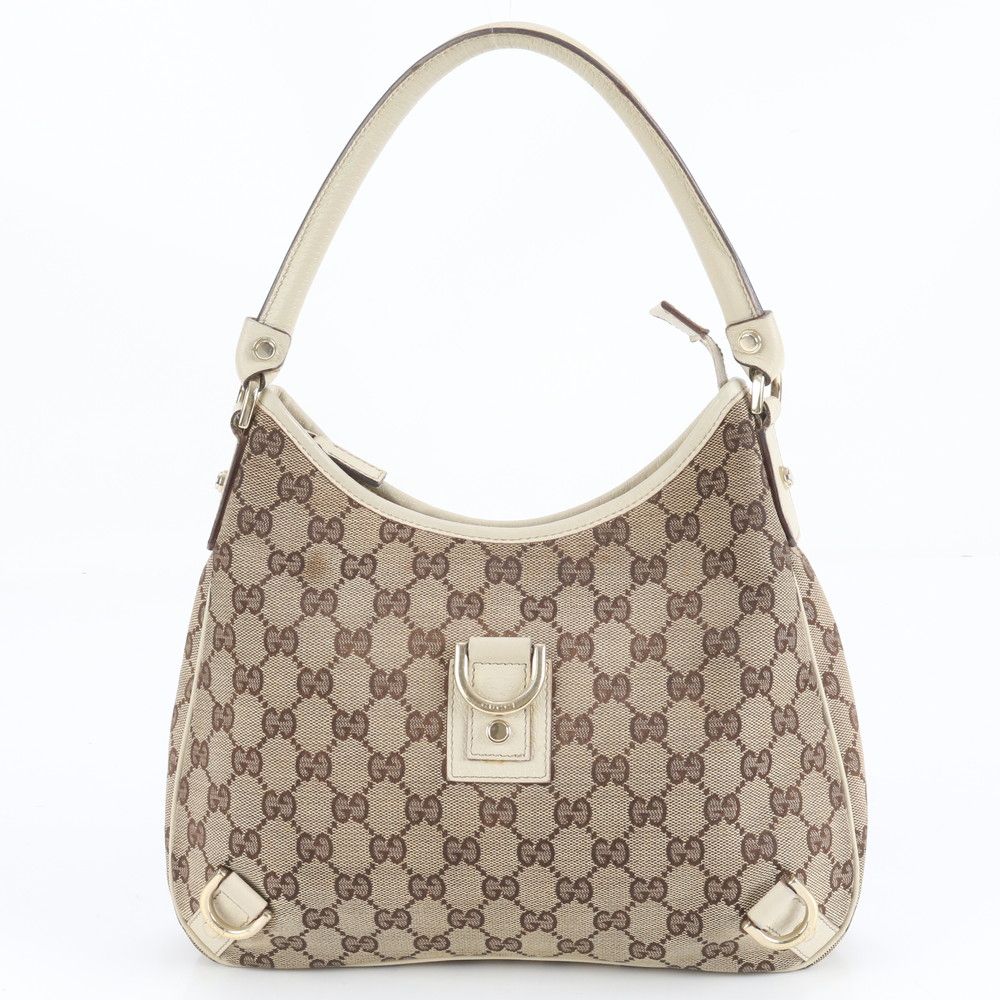 極美品 グッチ GG キャンバス アビー 130738 レザー ショルダーバッグ