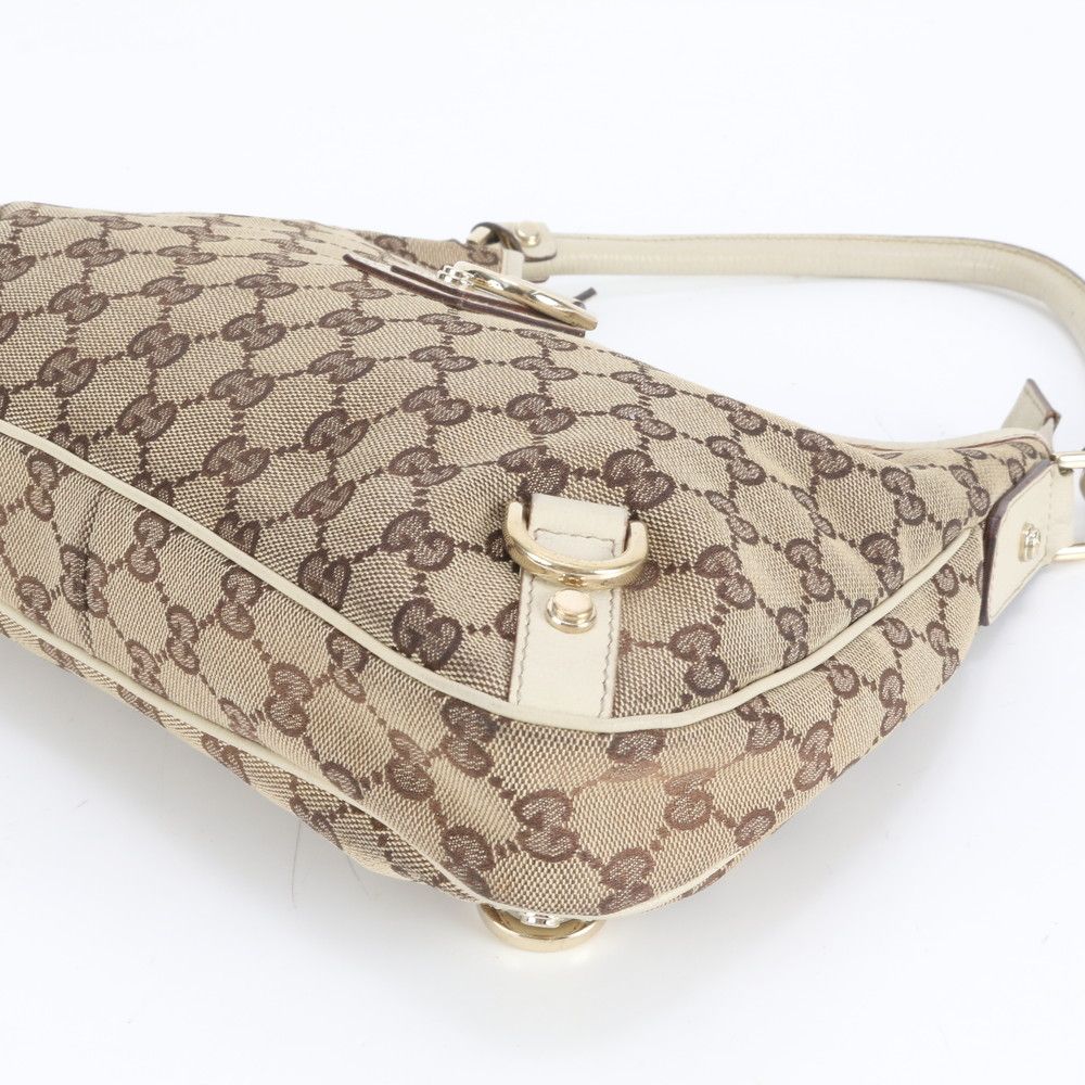 極美品 グッチ GG キャンバス アビー 130738 レザー ショルダーバッグ