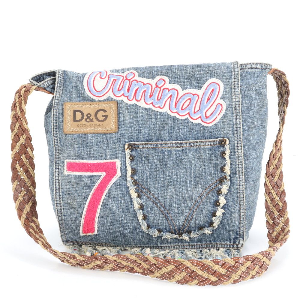 極美品 D&G ドルチェアンドガッバーナ デニム ダメージ加工 レザー