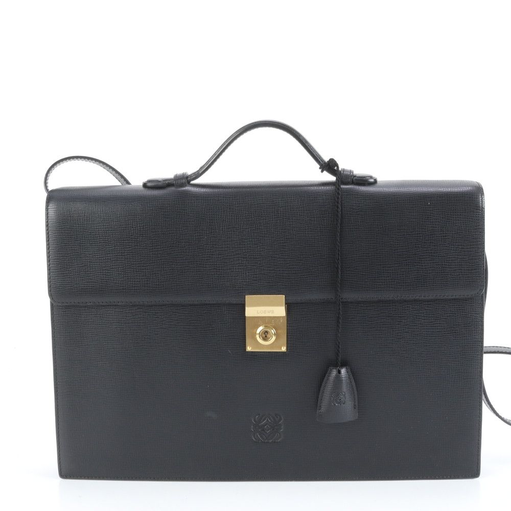 美品 ロエベ アナグラム レザー ビジネス バッグ 2WAY ショルダー