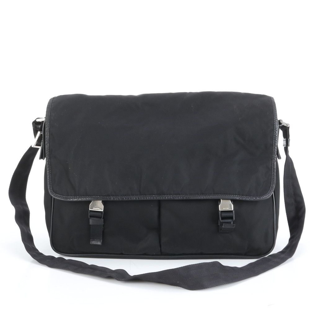 極美品 プラダ テスート ナイロン 三角 トライアングル ロゴ レザー