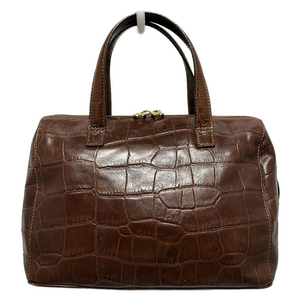 AIGNER アイグナー　ボストン　レザー　ブラウン　茶色 AIGNER(アイグナー) ハンドバッグ - ブラウン レザー - メルカリ